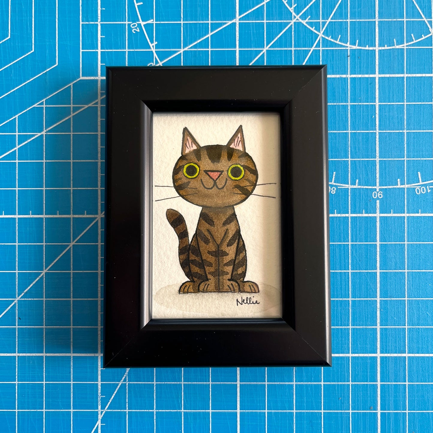 Brown Tabby Cat 2 - Framed Tiny Painting