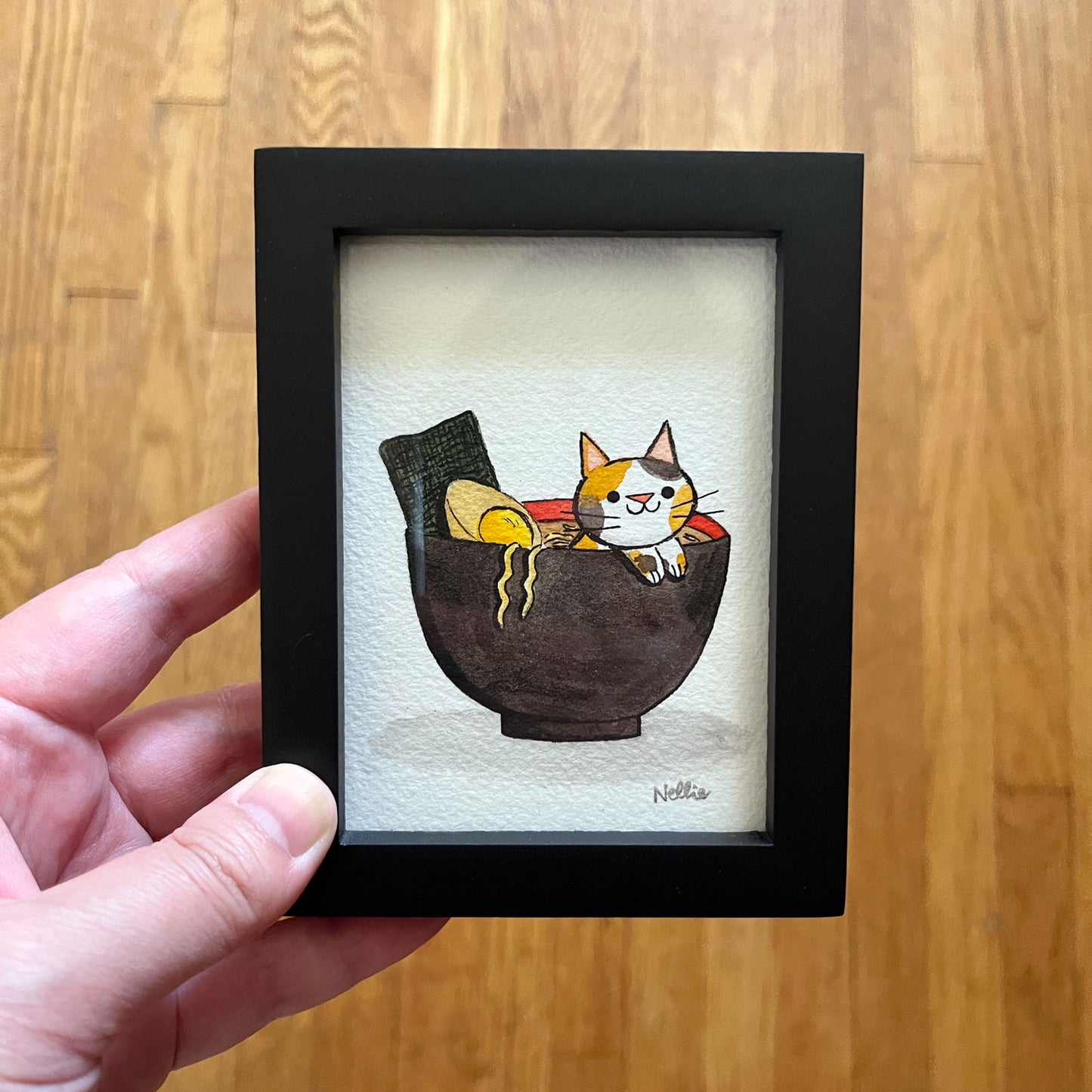 Ramen Calico Cat - Mini Painting