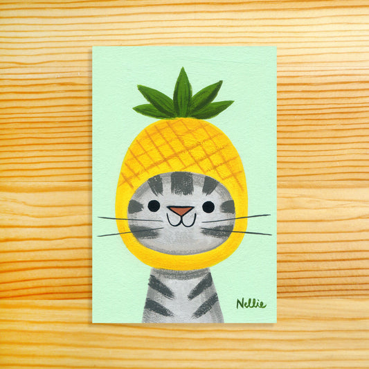 Pineapple Cat Postcard