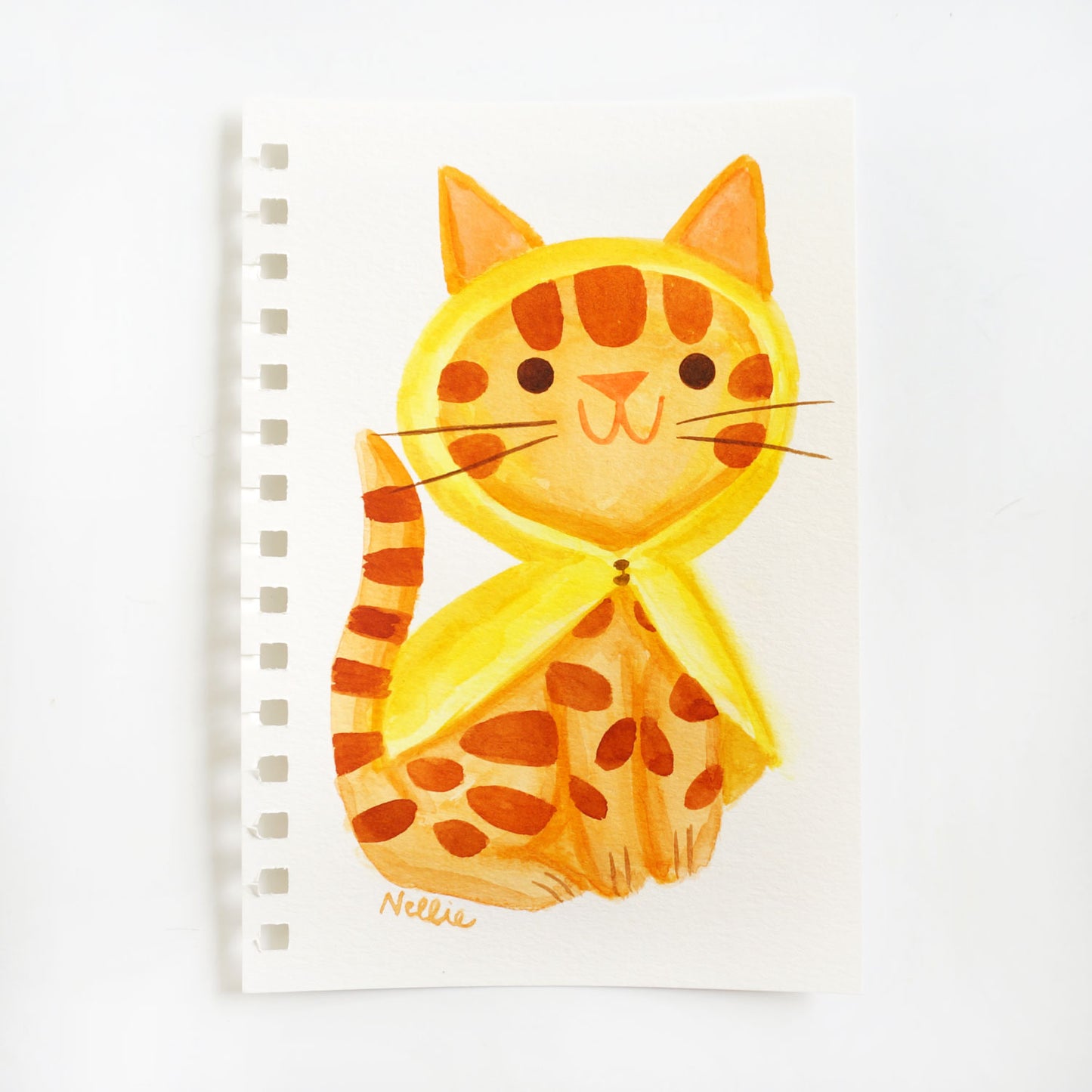 Cat in Raincoat - Sketchbook Painting