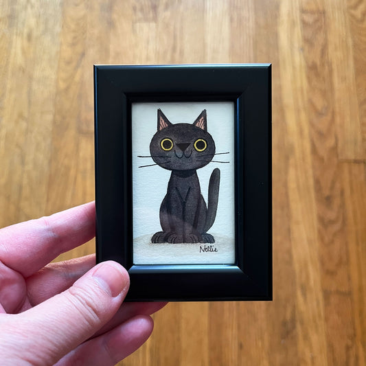 Black Cat 3 - Framed Tiny Painting