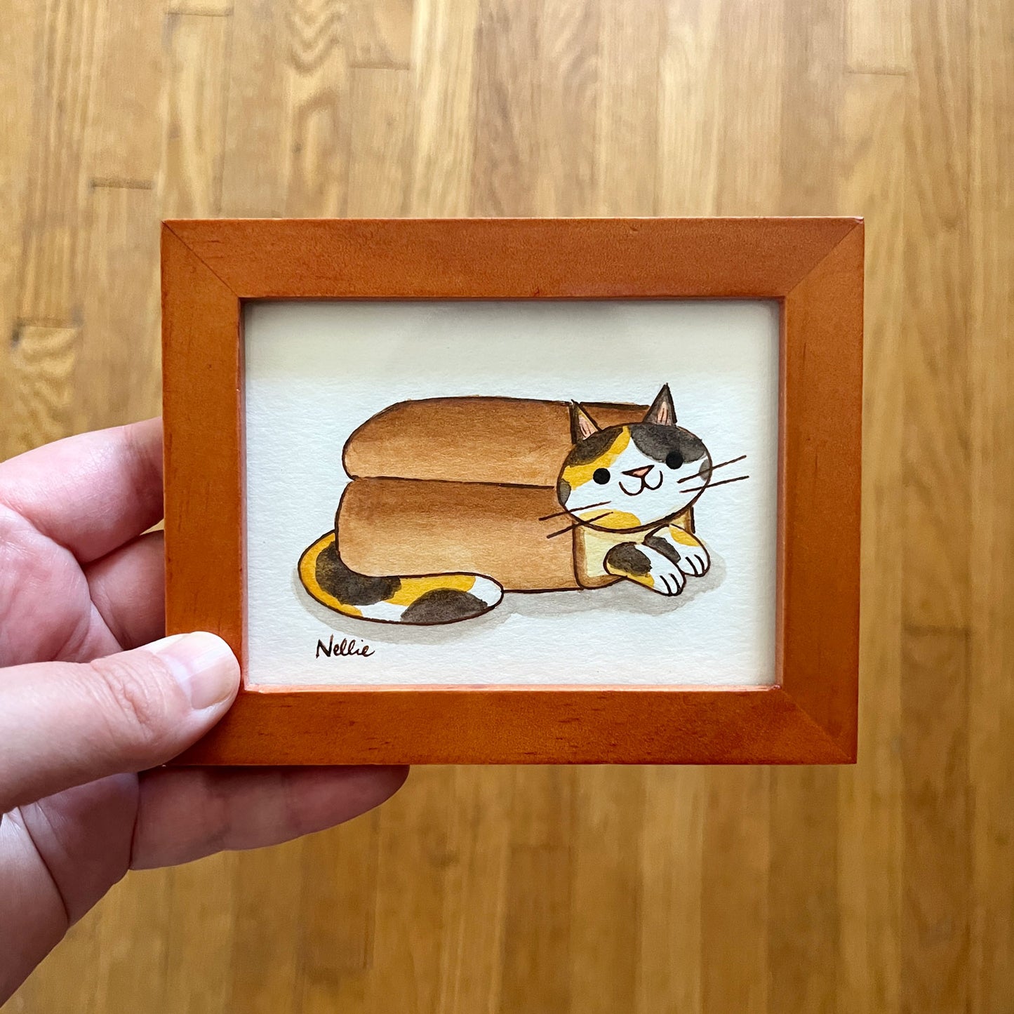 Bread Loaf Cat (Calico Cat) - Mini Painting