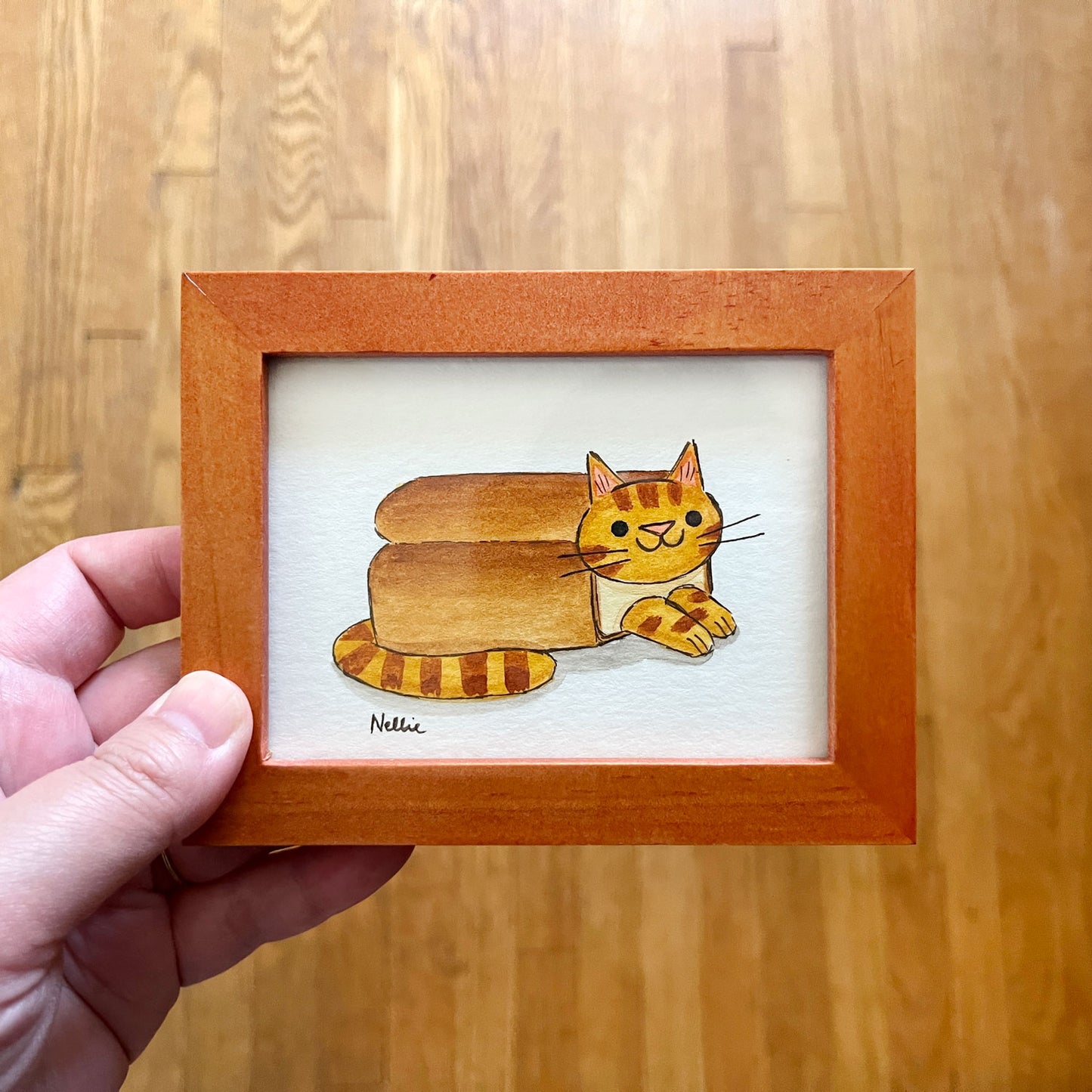 Bread Loaf Cat (Orange Tabby) - Mini Painting