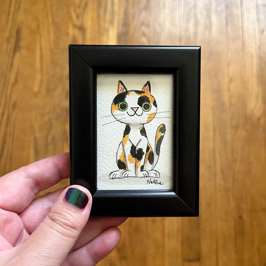 Calico Cat - Framed Tiny Painting