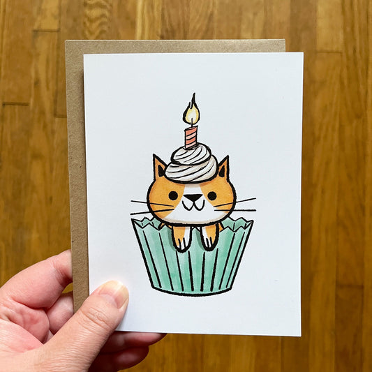 Cat Cupcake Birthday Greeting Card