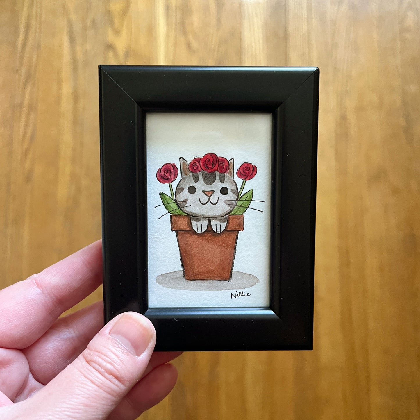 Coming Up Roses - Framed Tiny Painting