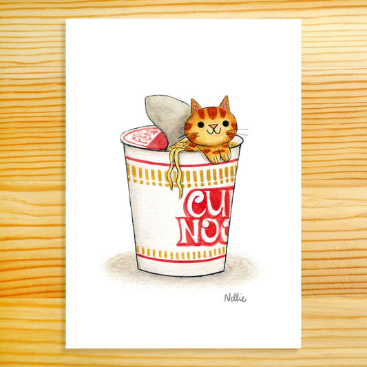 Cup Noodle Kitty - 5x7 Art Print