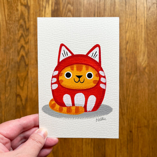 Daruma (Orange Tabby) - Mini Painting