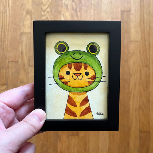 Frog Ginger Cat - Mini Painting