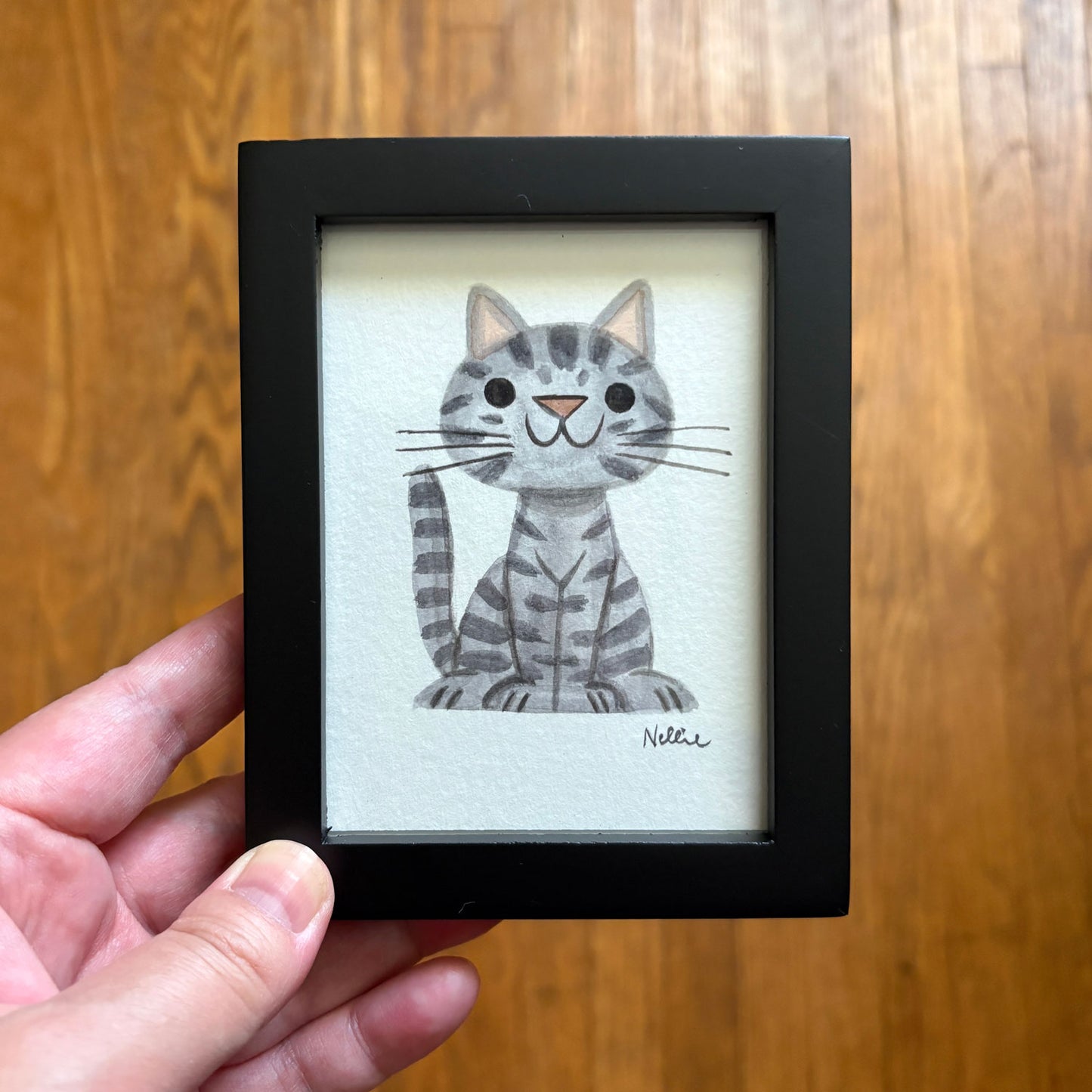 Sitting Grey Tabby - Mini Painting