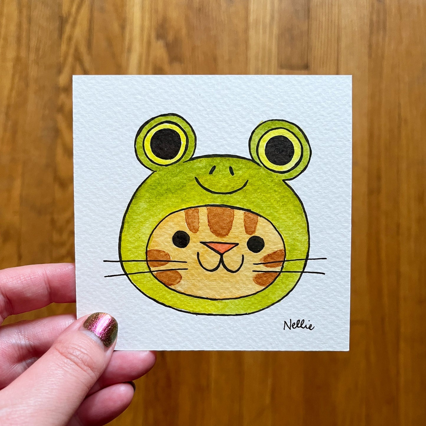 Mini Frog Tabby Cat - Mini Painting