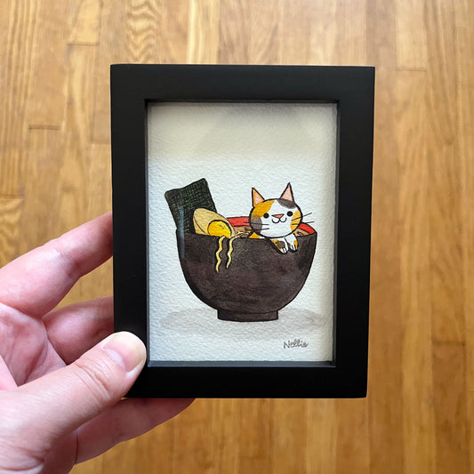 Ramen Calico Cat - Mini Painting