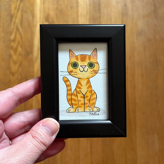 Orange Tabby Cat 1 - Framed Tiny Painting