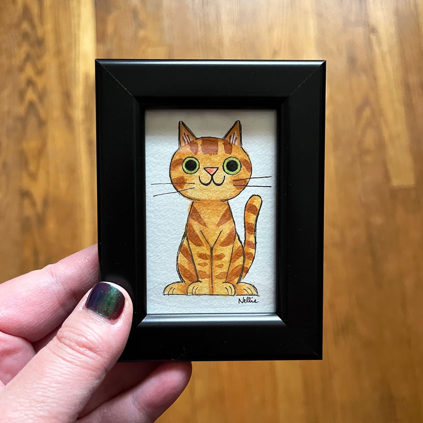 Orange Tabby Cat 3 - Framed Tiny Painting