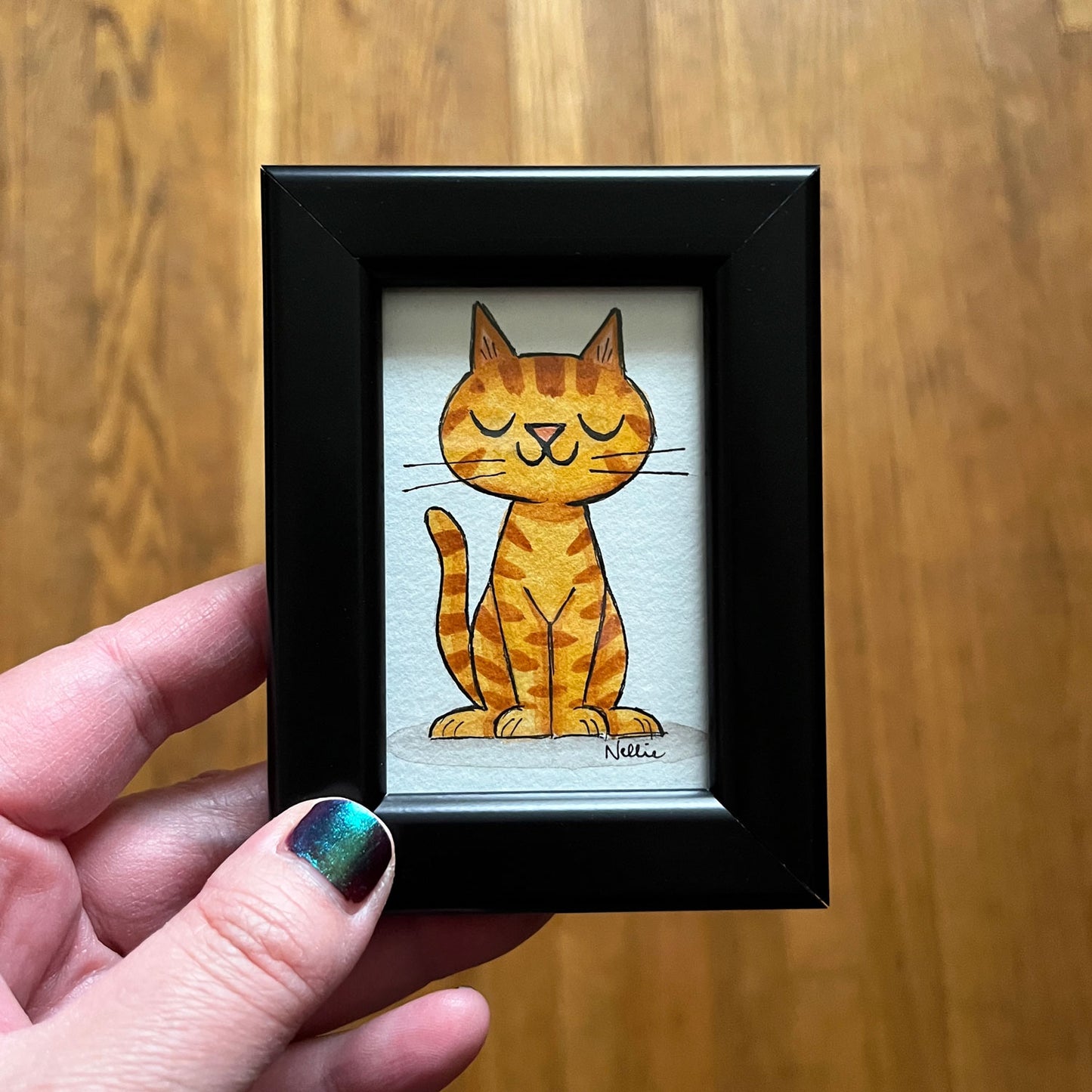 Orange Tabby Cat 4 - Framed Tiny Painting