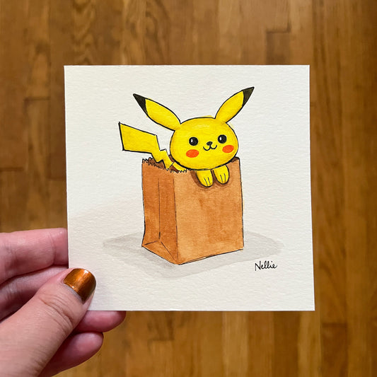 Paper Bag Pikachu - Mini Painting