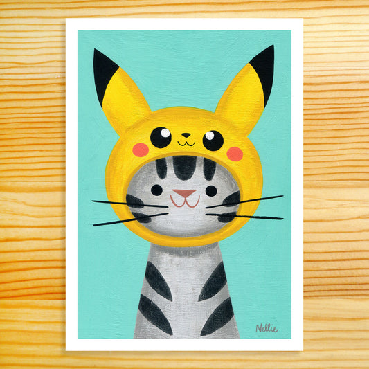 Pikachu Cat - 5x7 Art Print