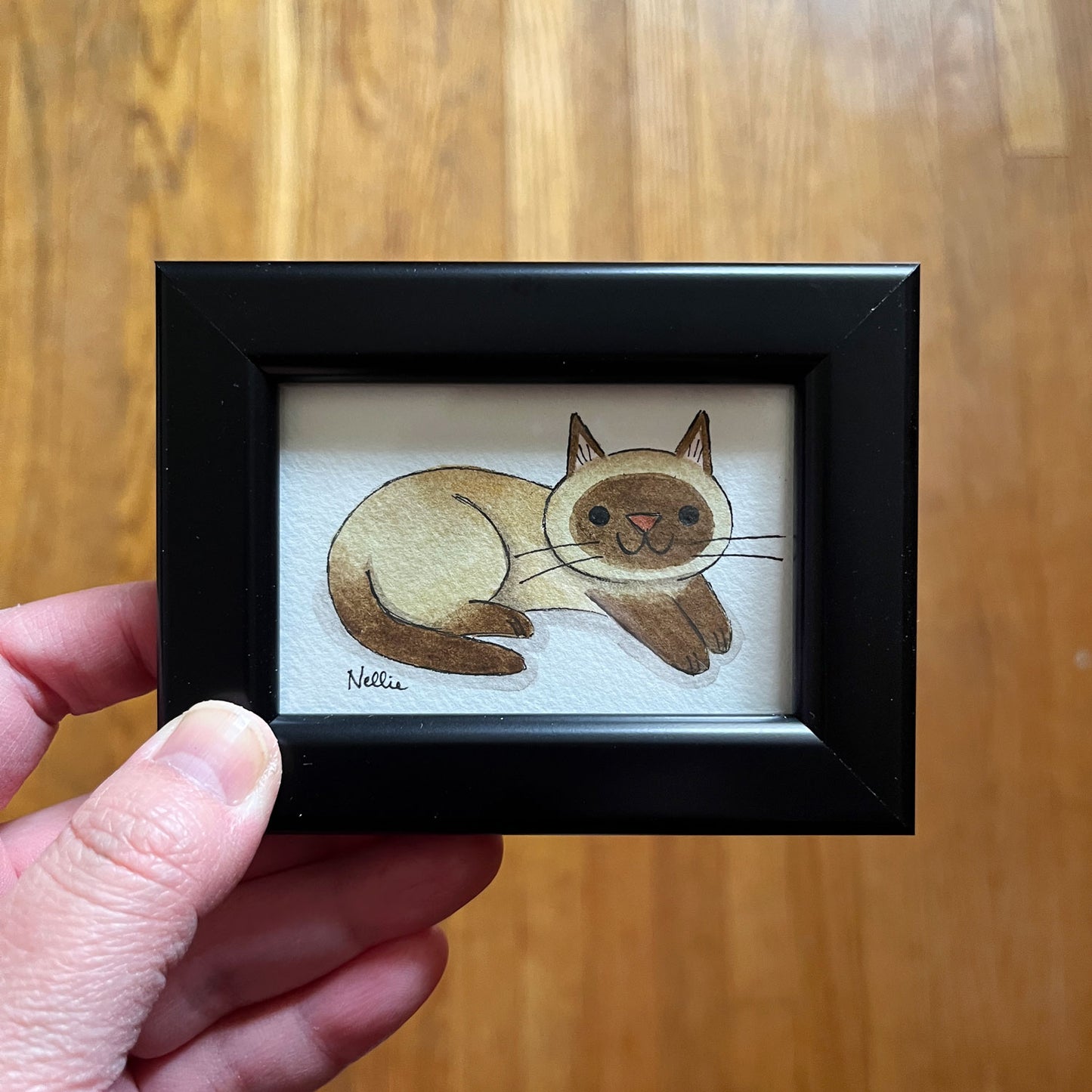 Siamese Cat 2 - Framed Tiny Painting