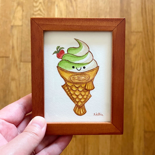 Taiyaki Ice Cream (Matcha/Milk) - Mini Painting