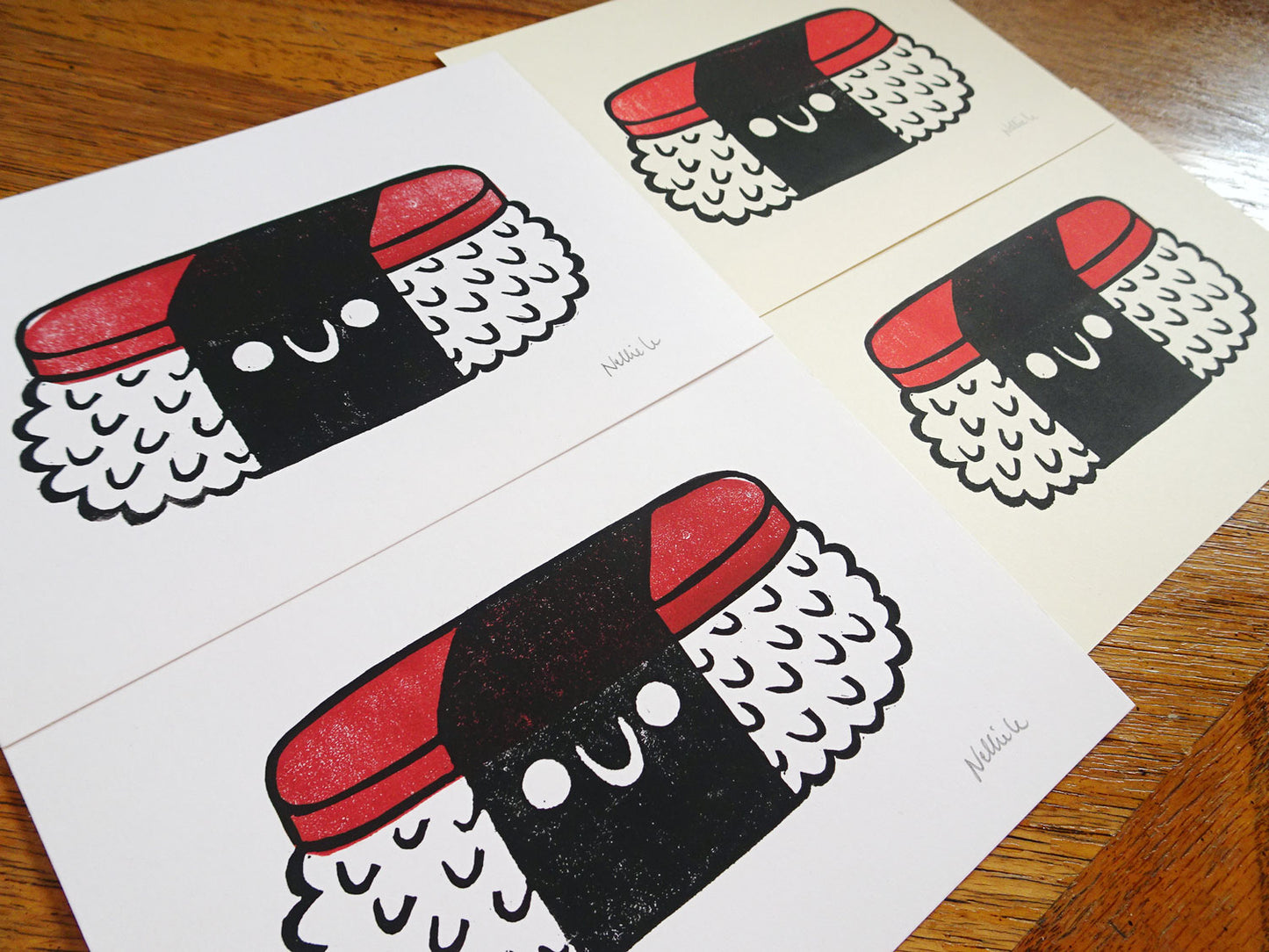 Spam Musubi - 5x7 Linocut Print