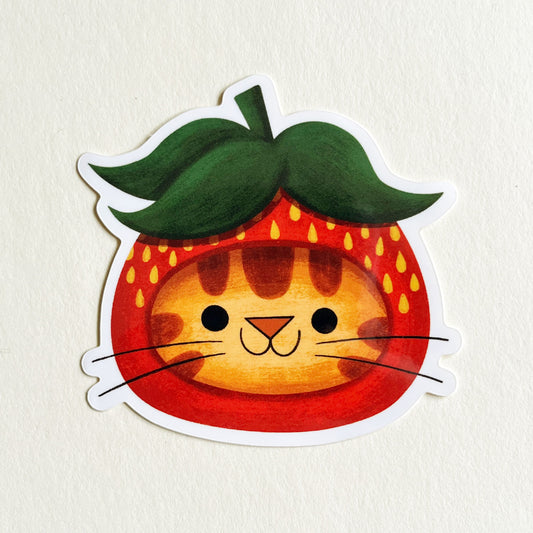 Strawberry Hat (Orange Tabby) Sticker