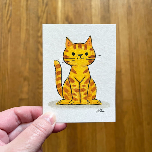 Tiny Ginger Cat - Mini Painting