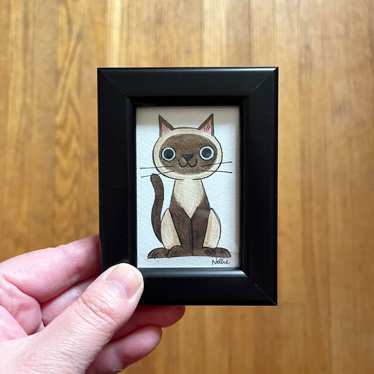 Siamese Cat 1 - Framed Tiny Painting