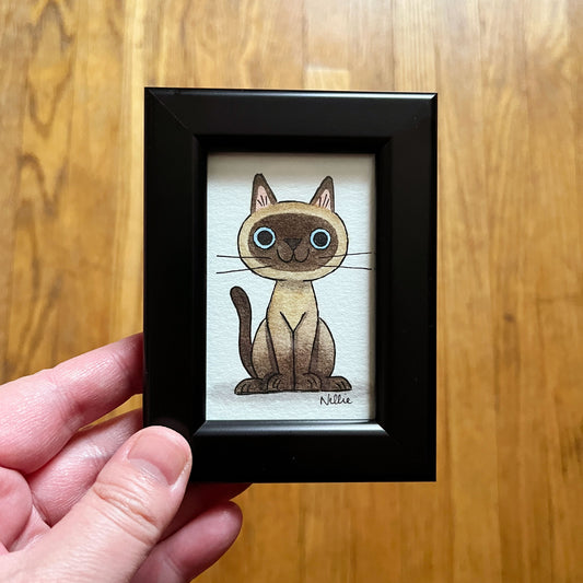 Siamese Cat 4 - Framed Tiny Painting