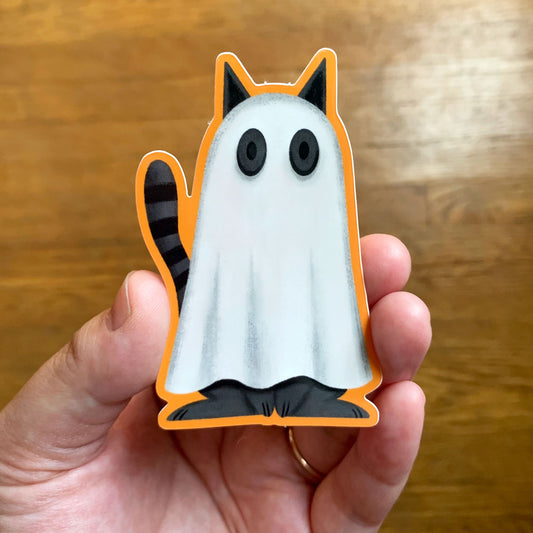 Bedsheet Ghost Cat Sticker
