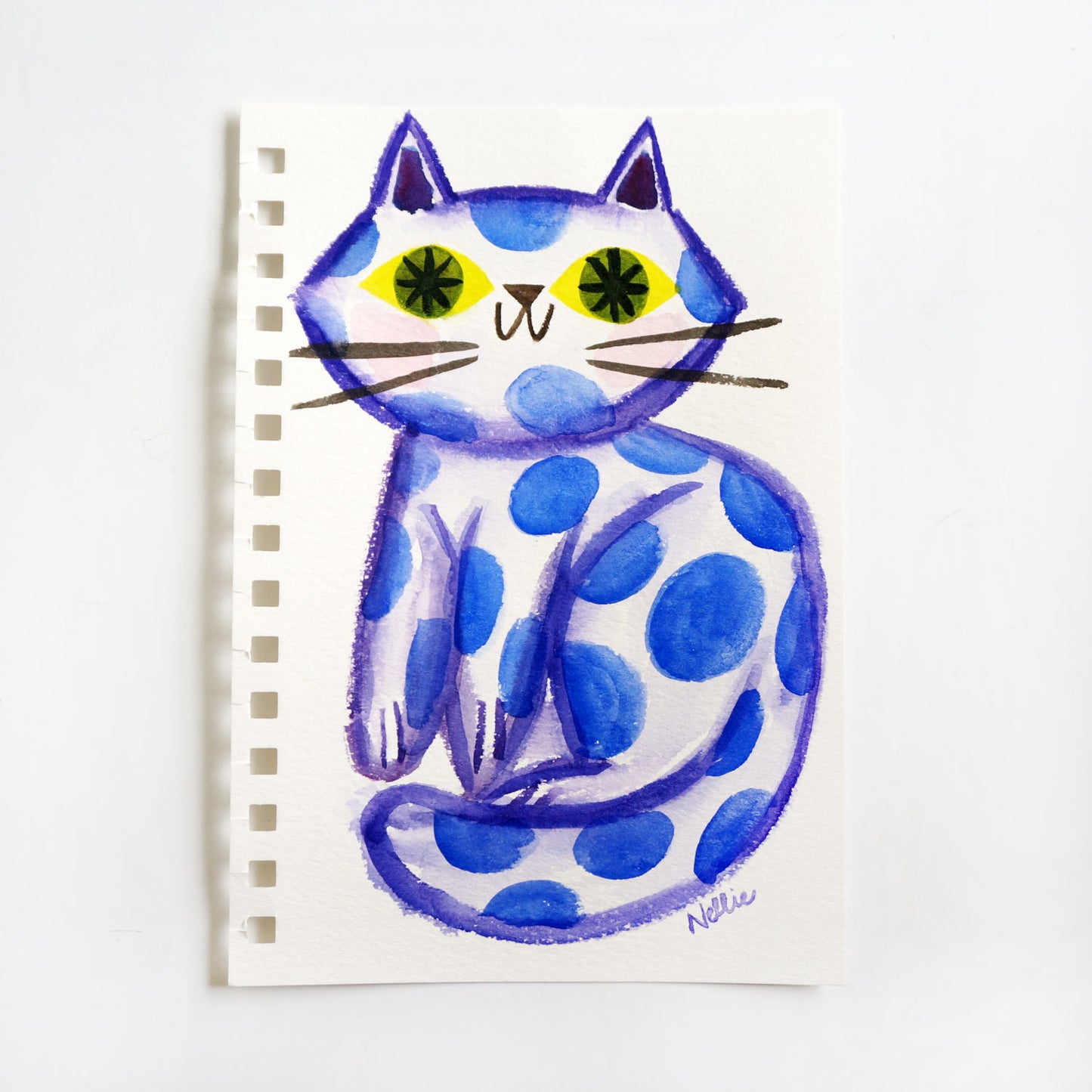 Blue Spotted Cat - Sketchbook Painting