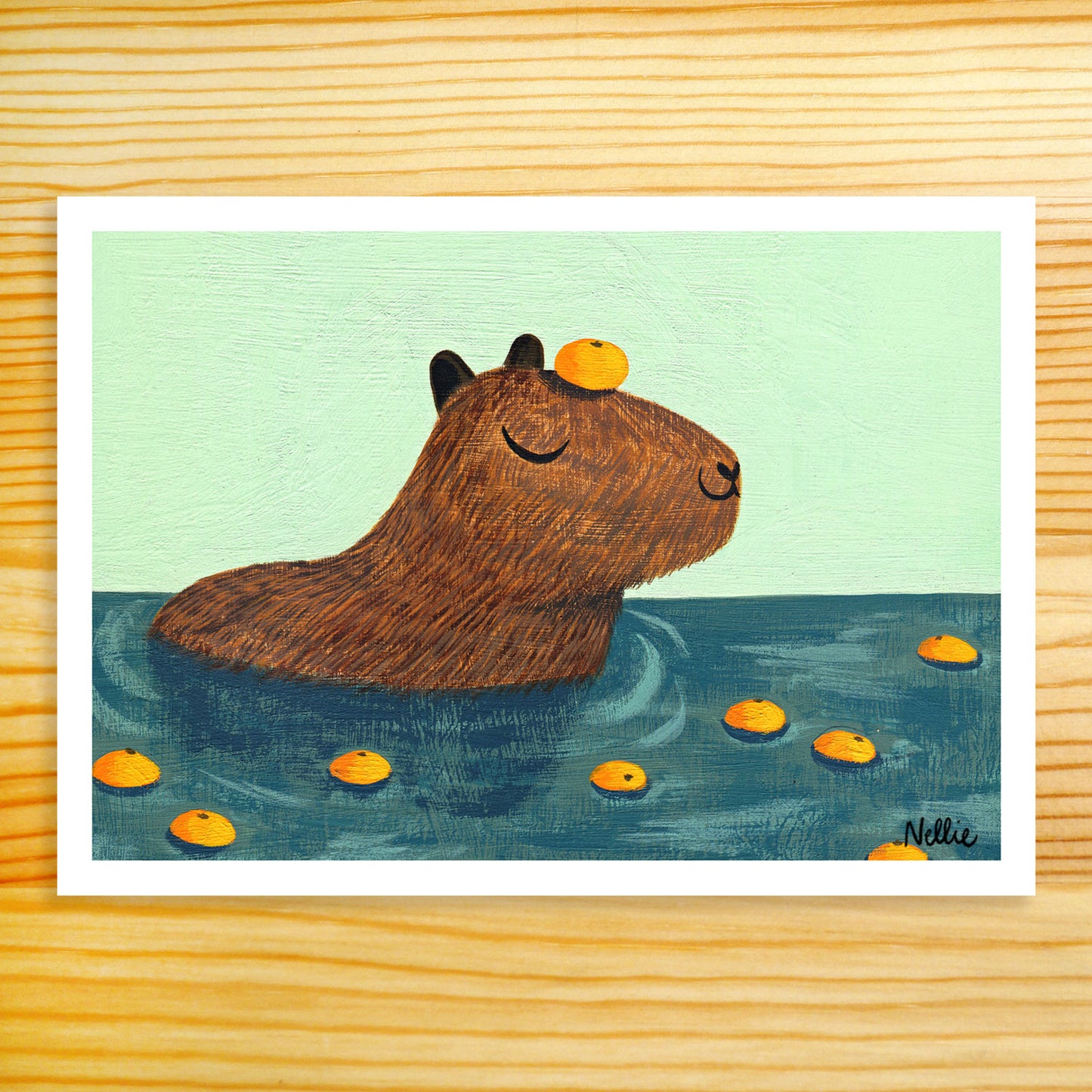 Capybara Bath - 5x7 Art Print
