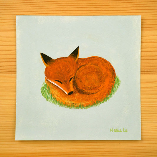 Sleeping Fox - Original 5x5 Painting