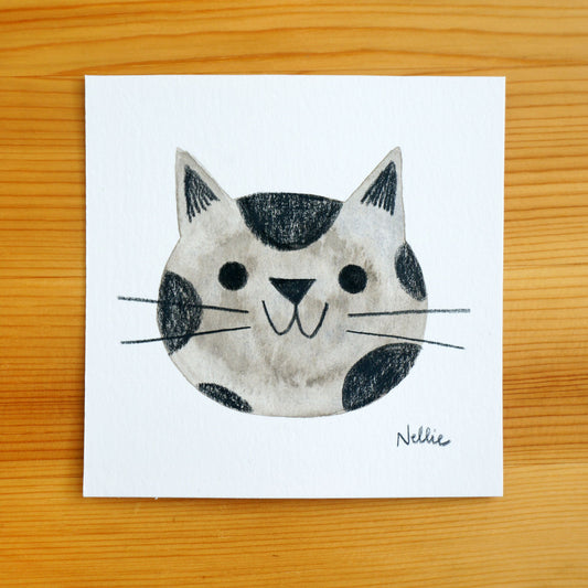 Grey Spotted Kitten - Mini Painting