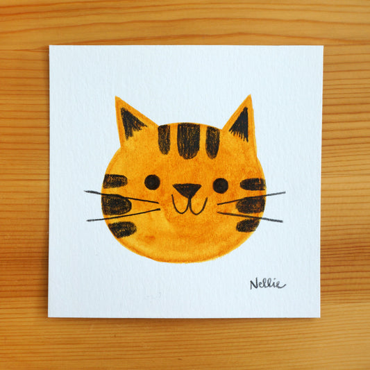 Happy Tabby Kitten - Mini Painting