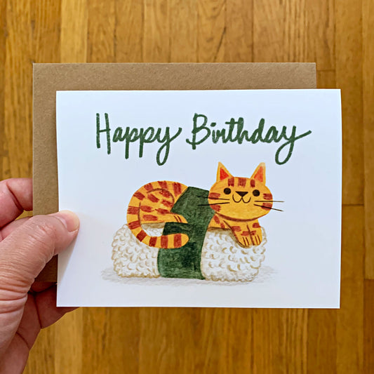 Sushi Cat Happy Birthday Greeting Card