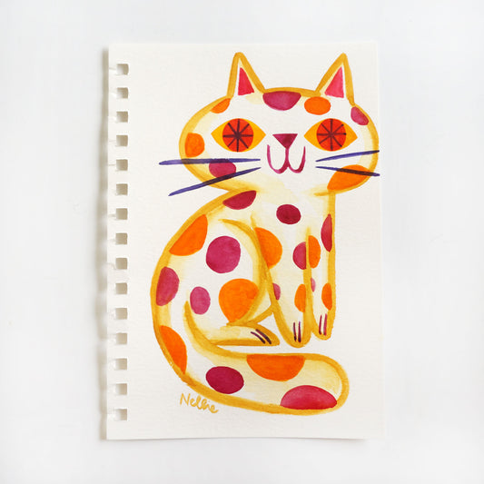 Jelly Bean Spotted Cat - Sketchbook Painting
