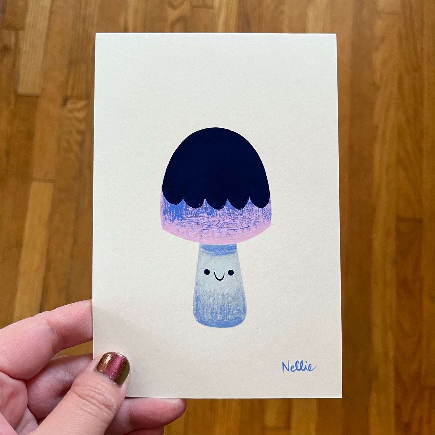 Little Blue Mushroom - Mini Painting