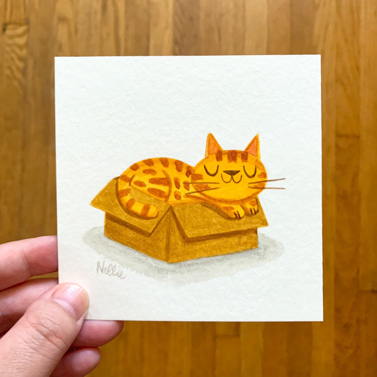 Orange Tabby In A Box - Mini Painting