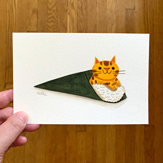 Orange Tabby Cat Handroll - Mini Painting