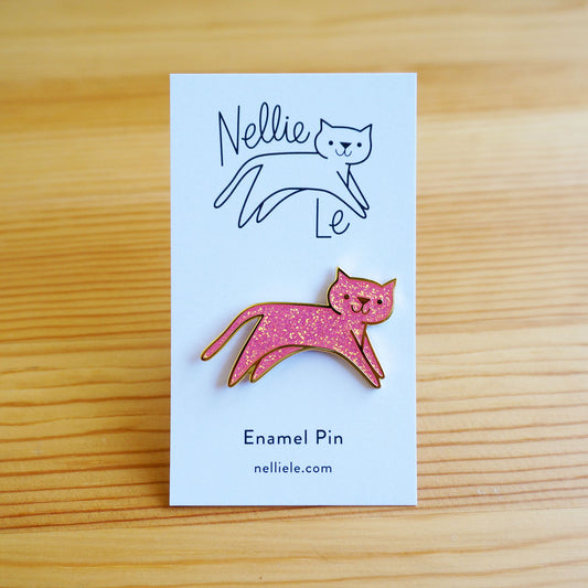 Pink Sparkle Cat Pin