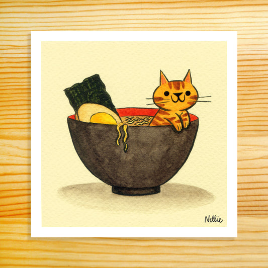 Ramen Cat - 5x5 Art Print