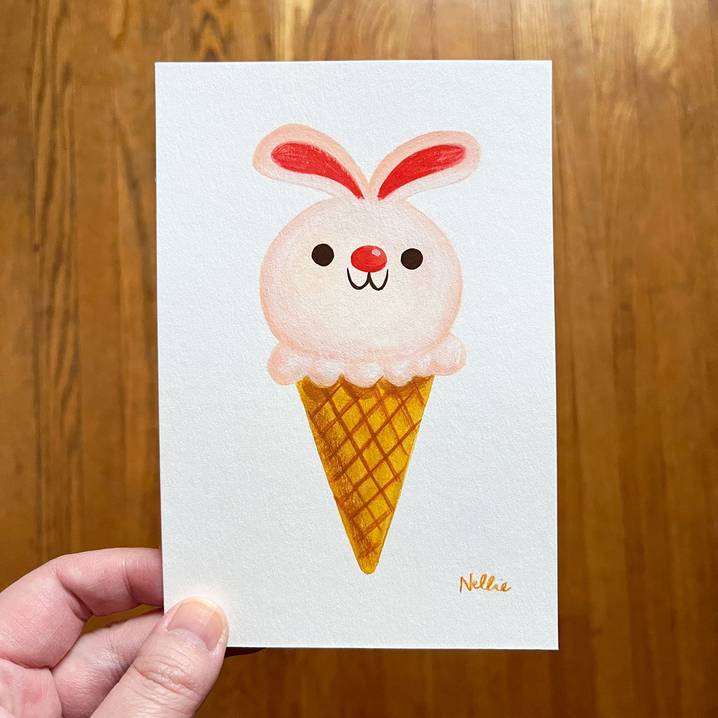 Strawberry Bunny Ice Cream - Mini Painting