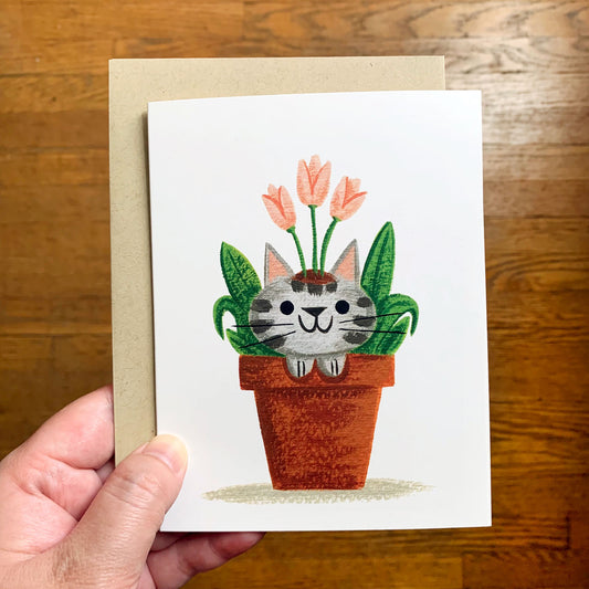 Tabby and Tulips Everyday Greeting Card