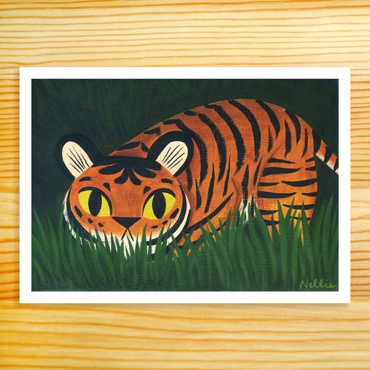 Tiger In The Grass - 5x7 Art Print