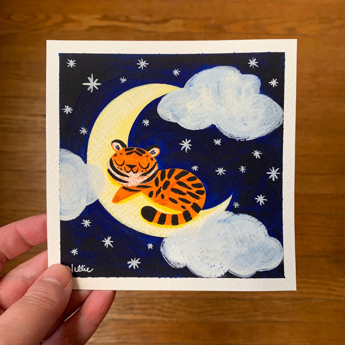 Tiger On The Moon - Mini Painting
