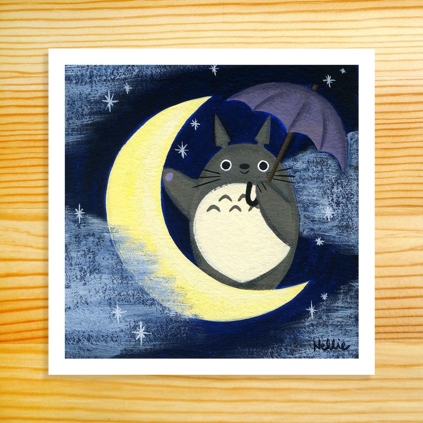 Totoro on the Moon - 5x5 Print